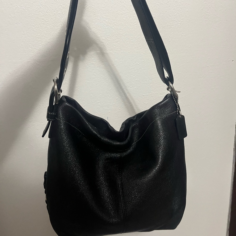 Vintage Coach Black Pebble Leather Sonoma Bucket Bag.